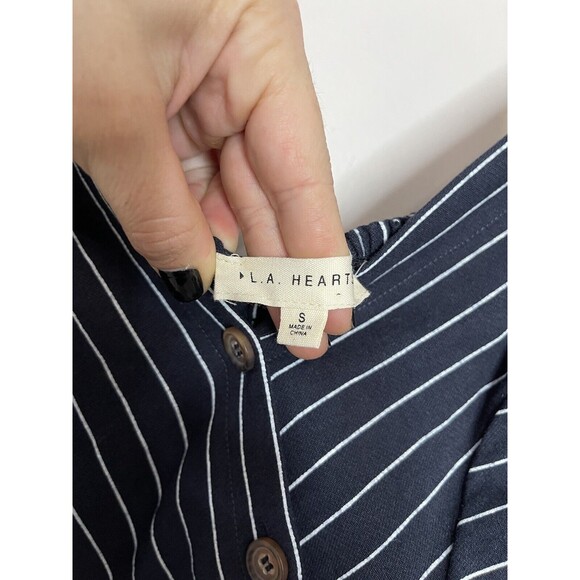 LA Hearts Womens Small Dress Navy Striped Mini Buttons Sleeveless Pacsun NWT - Picture 5 of 8